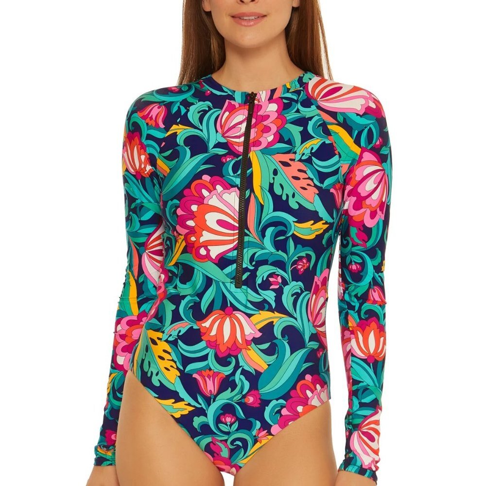 NWT Trina Turk India Garden Open Back Paddle Suit One Piece Swimsuit